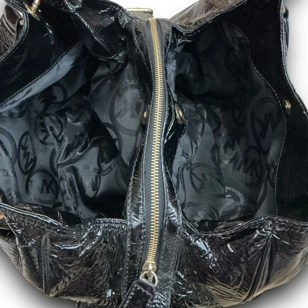 MICHAEL Michael Kors Black Shiny Embossed Hobo Bag Shoulder Bag